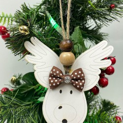 Yeniyıl Ağaç Süsü Naturel Geyik Baskılı 5 Adet-YSUS-1050