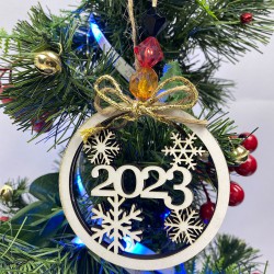 Yeniyıl Ağaç Süsü Kar Taneli 2023 Baskılı 5 Adet-YSUS-1051