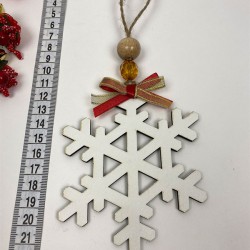 Yeniyıl Ağaç Süsü Naturel Kar Tanesi Baskılı 5 Adet-YSUS-1053