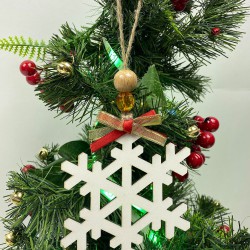 Yeniyıl Ağaç Süsü Naturel Kar Tanesi Baskılı 5 Adet-YSUS-1053