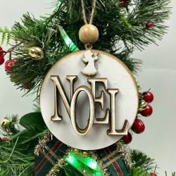 Yeniyıl Ağaç Süsü Naturel Noel Yazılı Baskılı 5 Adet-YSUS-1055