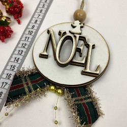 Yeniyıl Ağaç Süsü Naturel Noel Yazılı Baskılı 5 Adet-YSUS-1055