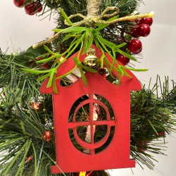 Yeniyıl Ağaç Süsü Kırmızı Ev Baskılı 5 Adet-YSUS-1057