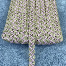 Hasır Su Taşı Koç Boynuzu Pembe Çizgili Dekoratif Şerit-YSUTASI-1008