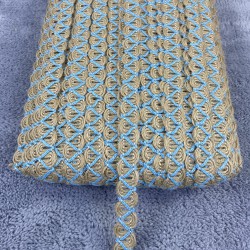 Hasır Su Taşı Koç Boynuzu Mavi Çizgili Dekoratif Şerit-YSUTASI-1010