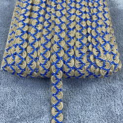 Hasır Su Taşı Koç Boynuzu Lacivert Çizgili Dekoratif Şerit-YSUTASI-1012