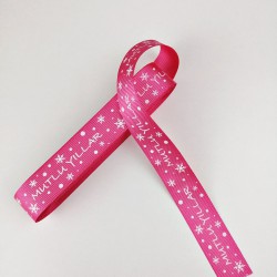 Fuşya Mutlu Yıllar Grogren Kurdele 2,5 cm 1 Metre-YY-1006