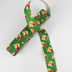 Yeşil Sarı Noel Baba Desenli Grogren Kurdele 2,5 cm 1 Metre-YY-1017