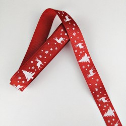 Kırmızı Geyikli Grogren Kurdele 2,5 cm 1 Metre-YY-1019 Kırmızı Geyikli Grogren Kurdele 2,5 cm 1 Metre-YY-1019