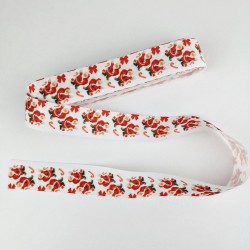 Beyaz Noel Baba Desenli Grogren Kurdele 2,5 cm 1 Metre-YY-1020