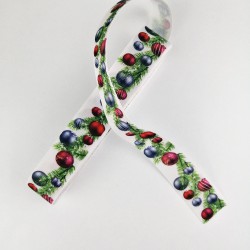 Beyaz Çam Ağacı Desenli Grogren Kurdele 2,5 cm 1 Metre-YY-1023