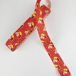 Sarı Kırmızı Noel Baba Desenli Grogren Kurdele 2,5 cm 1 Metre-YY-1029