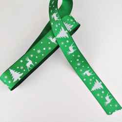 Yeşil Çam Ağacı Geyikli Grogren Kurdele 2,5 cm 1 Metre-YY-1030 Yeşil Çam Ağacı Geyikli Grogren Kurdele 2,5 cm 1 Metre-YY-1030