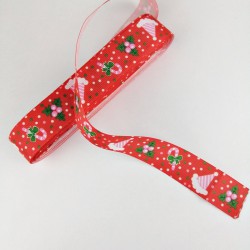 Kırmızı Yılbaşı Desenli Grogren Kurdele 2,5 cm 1 Metre-YY-1031 Kırmızı Yılbaşı Desenli Grogren Kurdele 2,5 cm 1 Metre-YY-1031