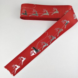 Kırmızı Geyik Desenli Grogren Kurdele 4 cm 1 Metre-YY-1034 Kırmızı Geyik Desenli Grogren Kurdele 4 cm 1 Metre-YY-1034