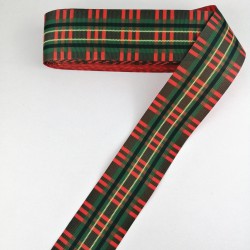 Yeşil Kırmızı Desenli Grogren Kurdele 4 cm 1 Metre-YY-1036
