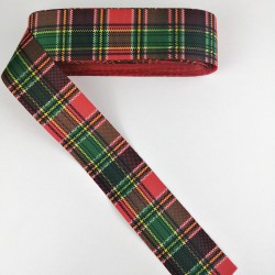 Yeşil Kırmızı Kareli Grogren Kurdele 4 cm 1 Metre-YY-1037