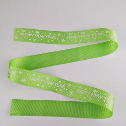 Fıstık Yeşili Happy New Year Grogren Kurdele 2,5 cm 1 Metre-YY-1041