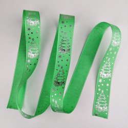 Yeşil Çam Ağacı Yıldızlı Grogren Kurdele 2,5 cm 1 Metre-YY-1042 Yeşil Çam Ağacı Yıldızlı Grogren Kurdele 2,5 cm 1 Metre-YY-1042