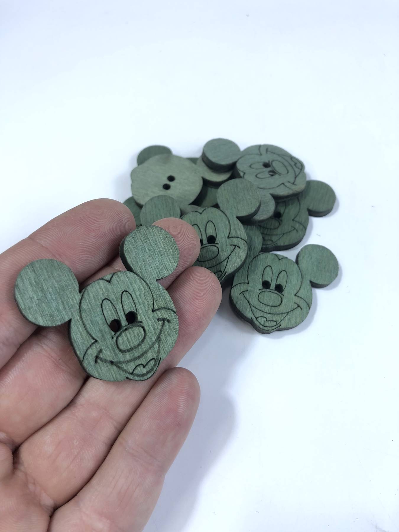Yeşil Mickey Mouse Ahşap Süsleme 1 Adet-AHB-30