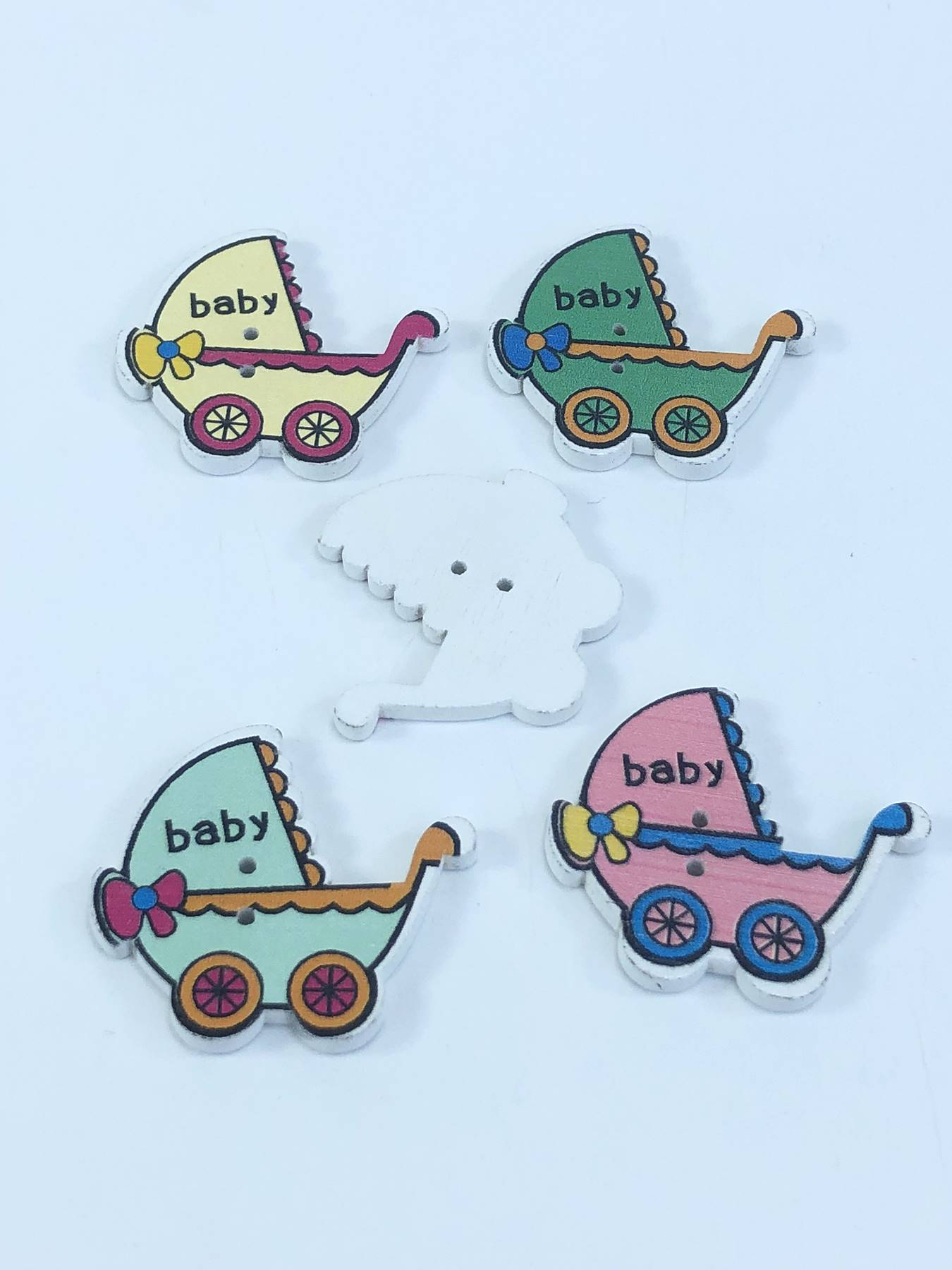 Bebek Arabası Desenli Renkli Düğme-DGM-1066
