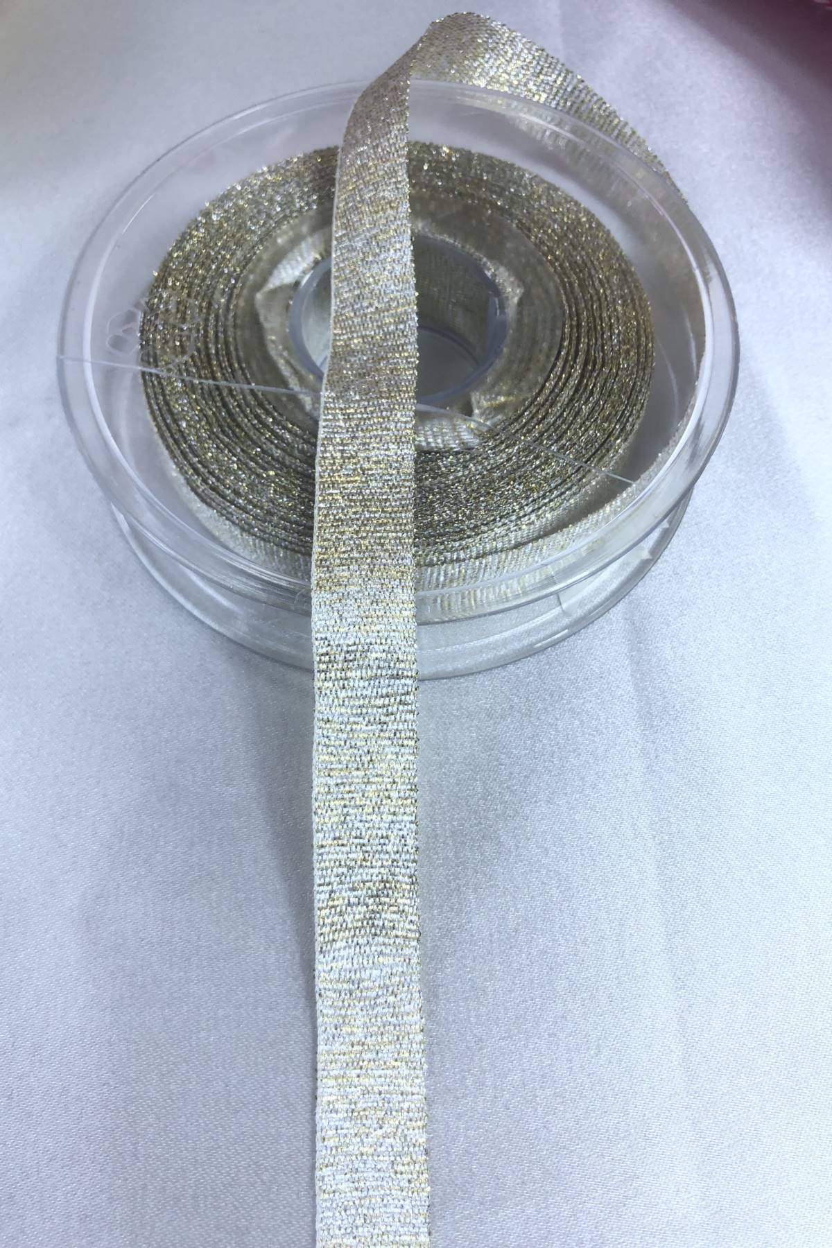 Simli Gümüş Gold Karışık Hediye Paketleme Kurdelesi-DKR-1016