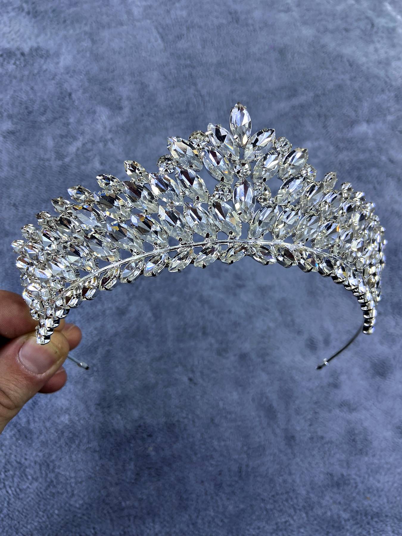 Gümüş Rengi Kristal Taşlı Angelina Model Kına Ve Gelin Tacı-GELINTACI-185