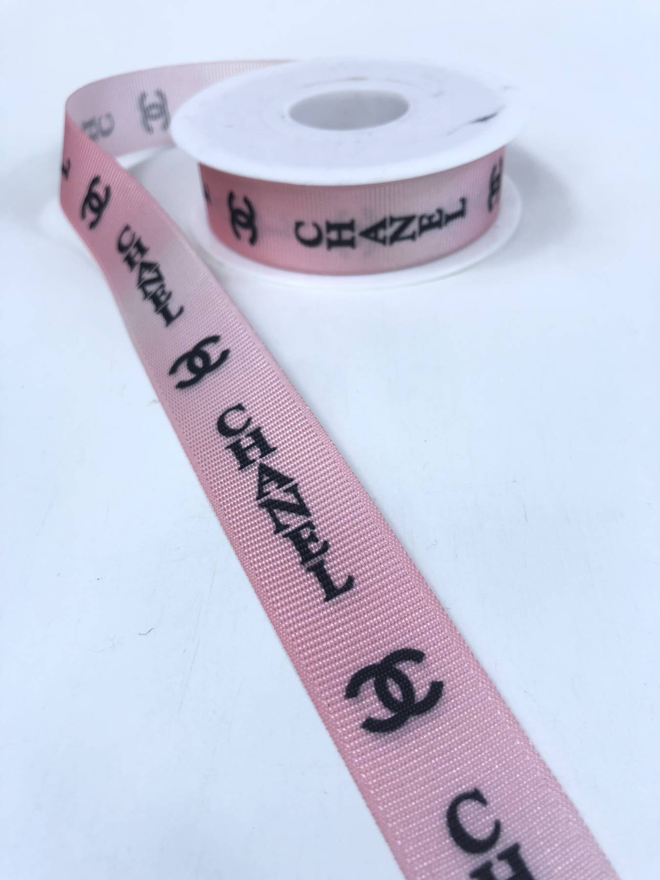 Pembe Chanel Desenli Grogren Kurdele-KDL-1149