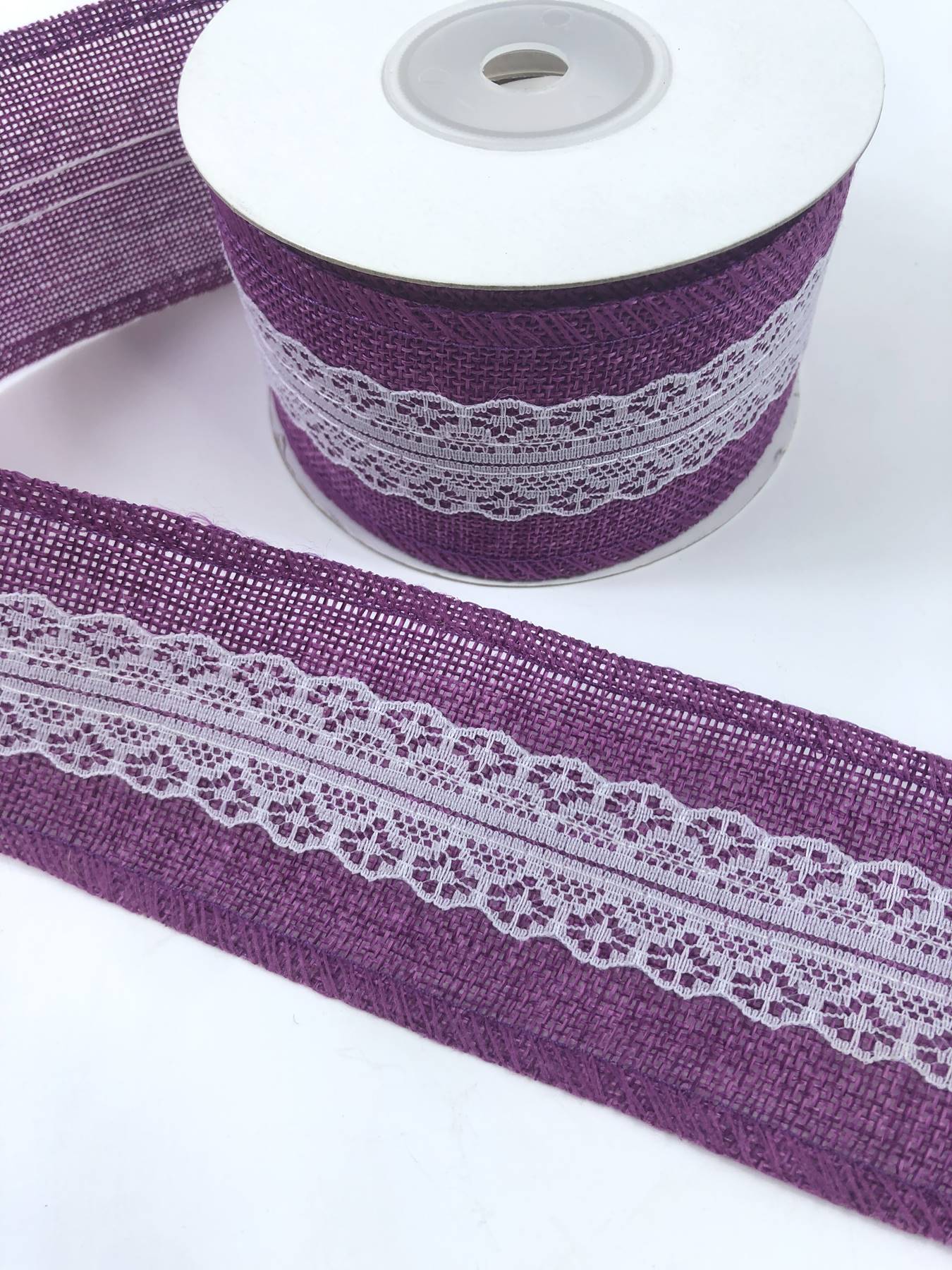 Mürdüm Ortası Dantelli Geniş Keten Kurdele-KETK-6