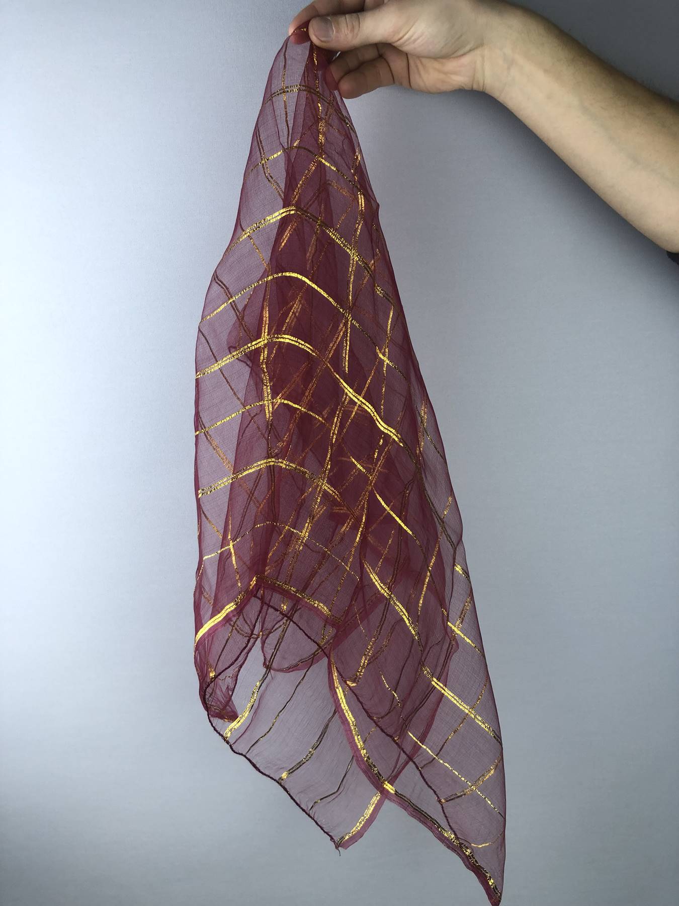 Bordo Gold Simli Gelin Halay Mendili-KS-1155