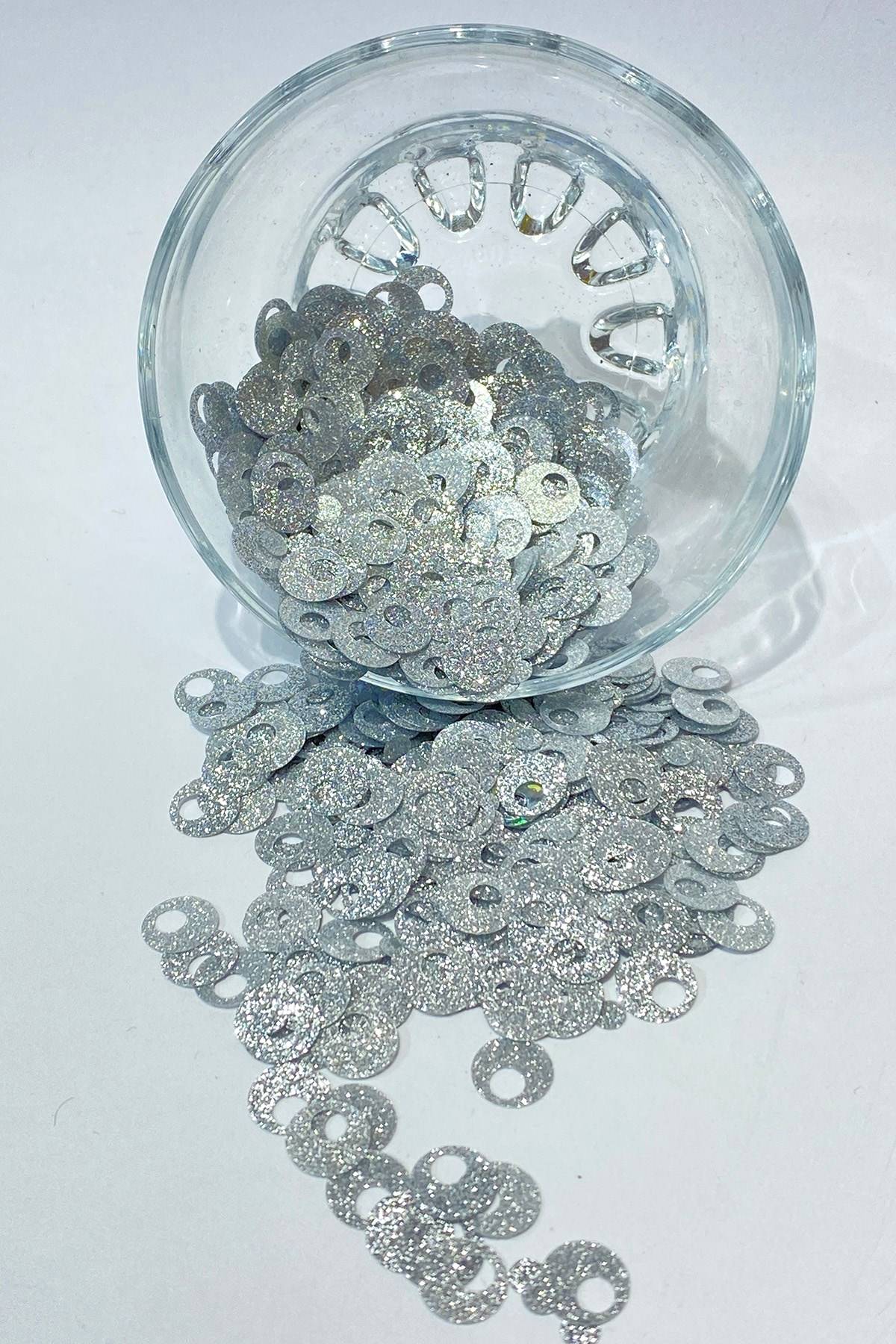 Simli Mat Gümüş Çanta Ve Patik Pulu 10 mm-PP-105