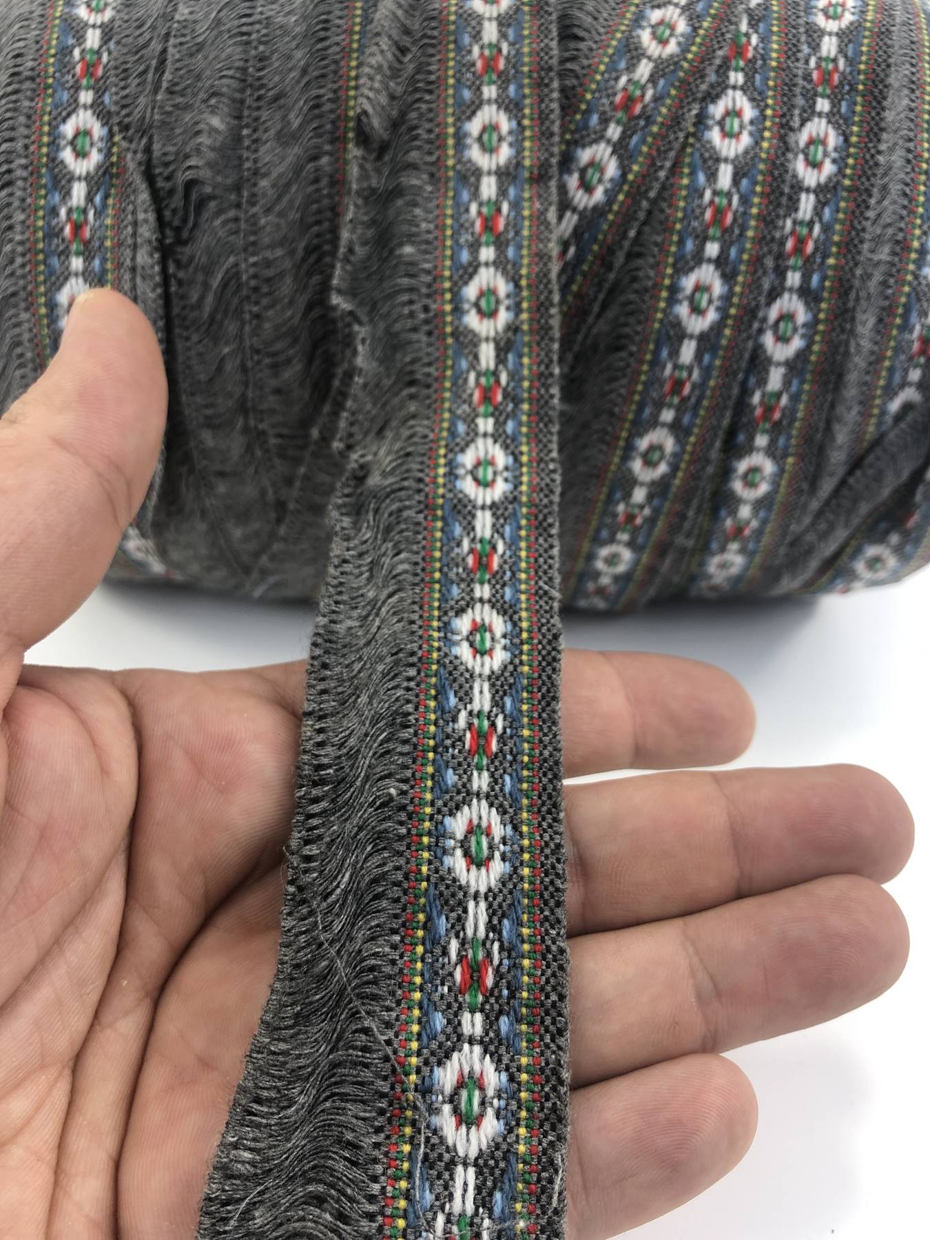 Füme Çiçek Desenli Dekoratif Şerit-SP-1243
