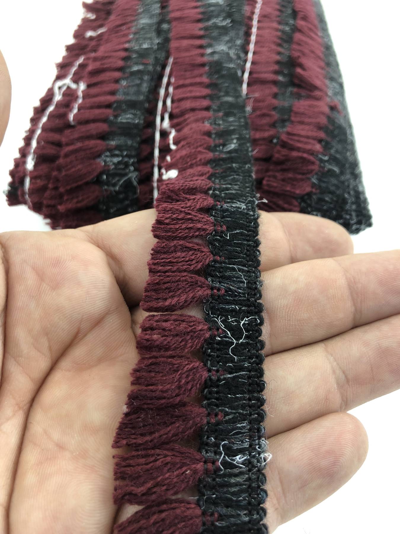 Bordo Siyah Şerit Saçak Püskül-SP-1250