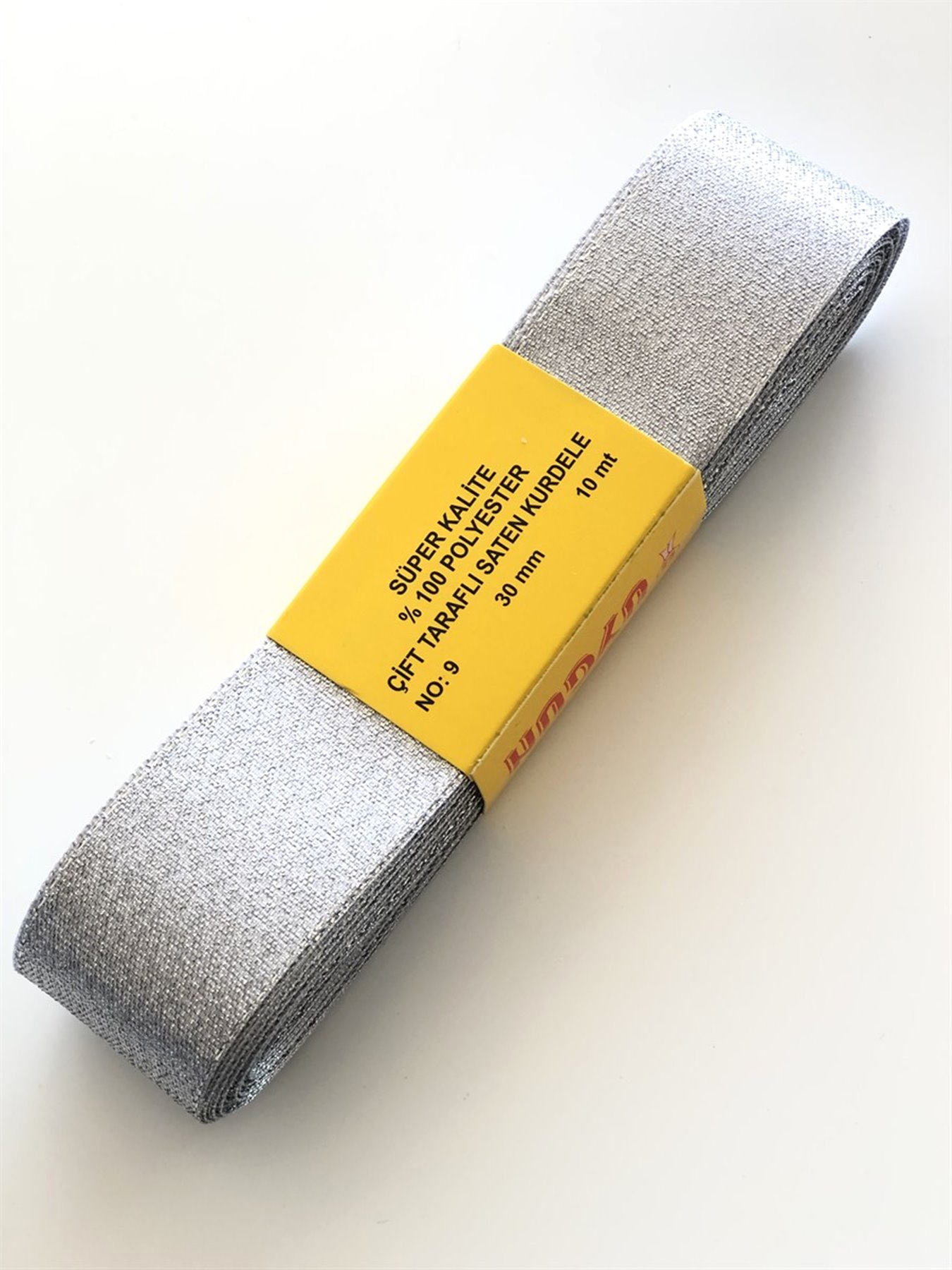 Gümüş Simli Saten Kurdele 3 cm-STK-1014