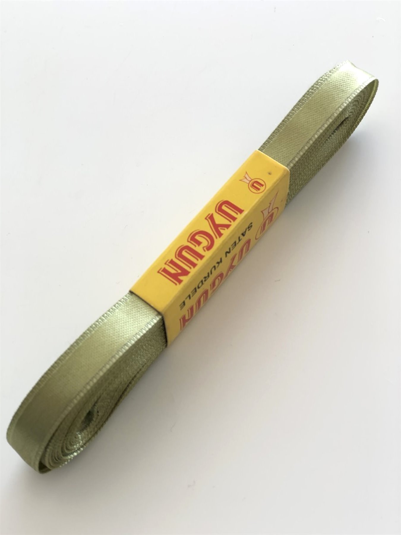 Gold Saten Kurdele 1 cm-STK-1077